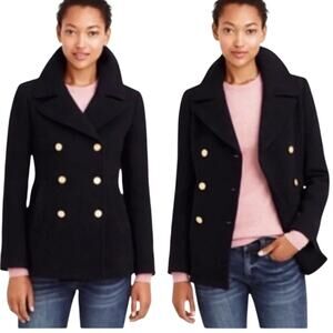 J.Crew Stadium Cloth Nello Gori Wool Blend Double
Breasted Peacoat Jacket Size 4